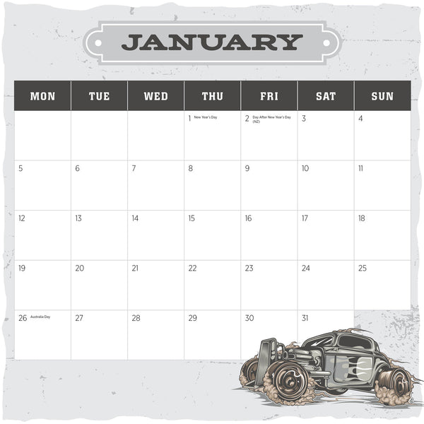 Hot Rods 2026 Calendar January