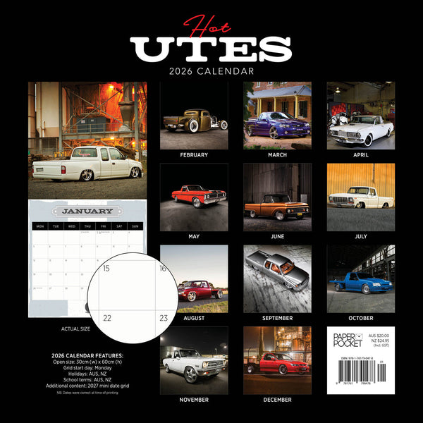 Hot Utes 2026 Calendar Monthly Overview