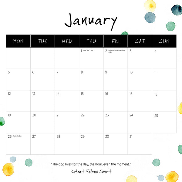 Illustrated Dogs 2026 Calendar January