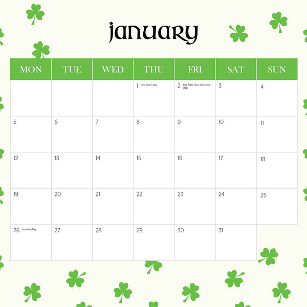 Ireland 2026 Calendar January