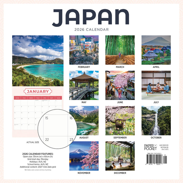 Japan 2026 Calendar Back Cover