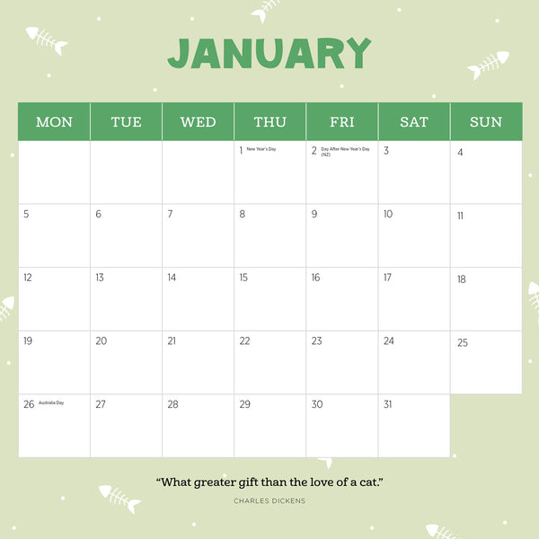 Kittens 2026 Calendar January