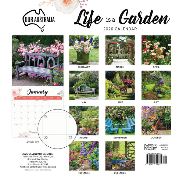 Our Australia Life Is A Garden 2026 Calendar Monthly Overview