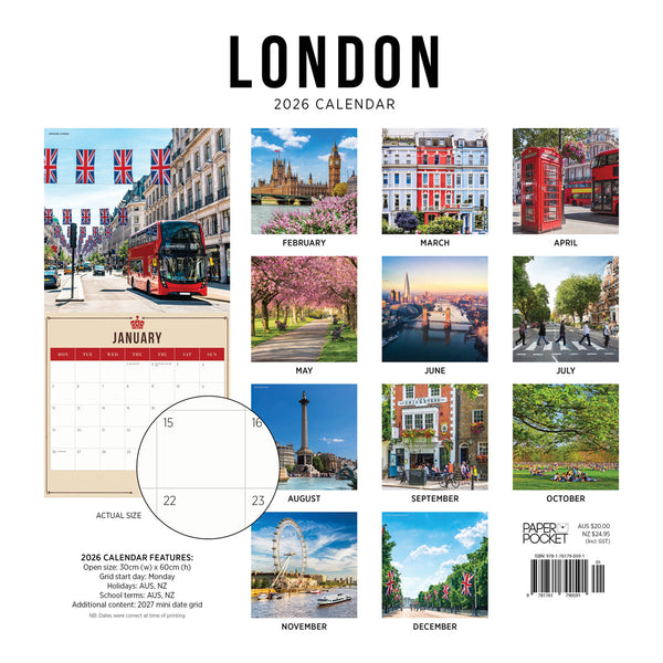London 2026 Calendar Back Cover