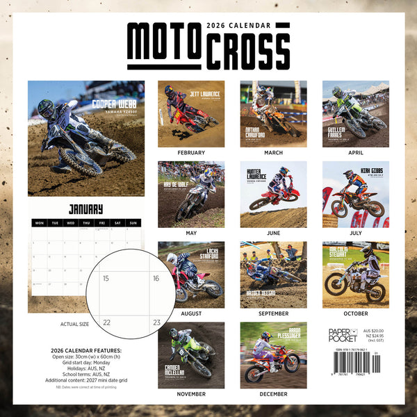 Motocross 2026 Calendar Back Cover