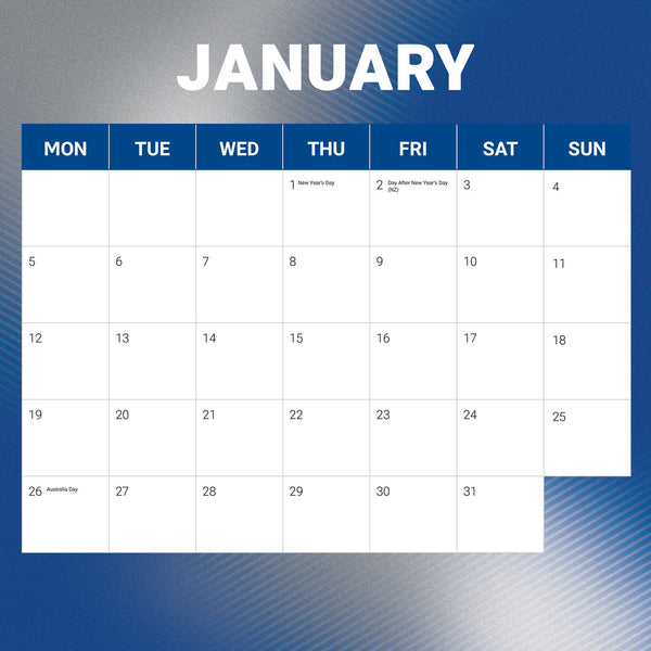 Nrl Canterbury Bankstown Bulldogs 2026 Calendar January
