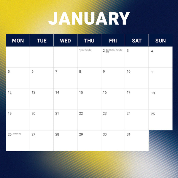 Nrl North Queensland Cowboys 2026 Calendar January