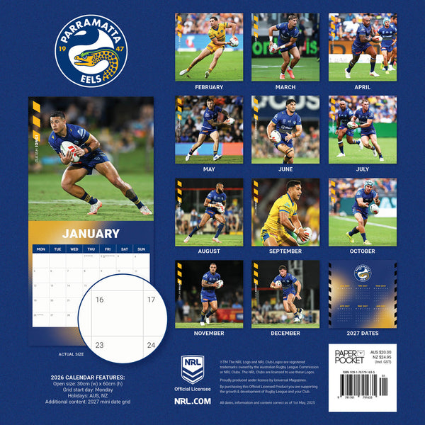 Nrl Parramatta Eels 2026 Calendar Monthly Overview