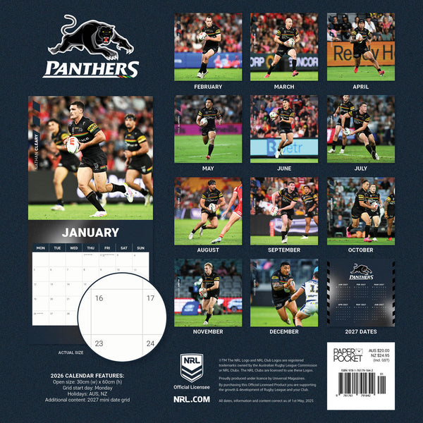 Nrl Penrith Panthers 2026 Calendar Monthly Overview
