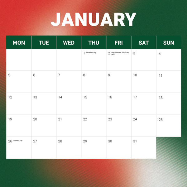 Nrl South Sydney Rabbitohs 2026 Calendar January