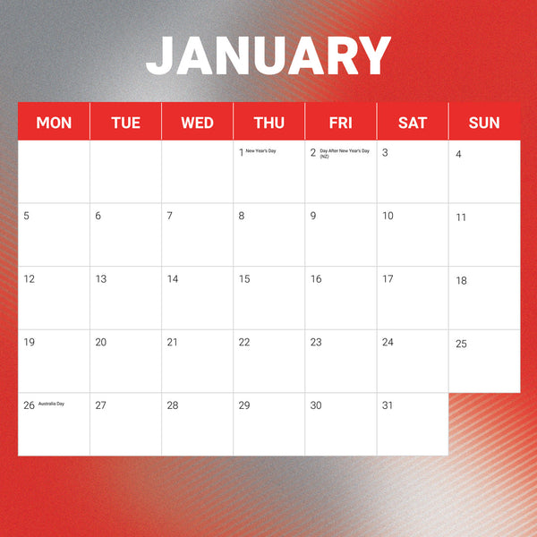 Nrl St George Illawarra Dragons 2026 Calendar January