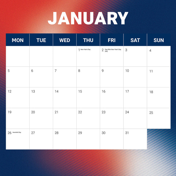 Nrl Sydney Roosters 2026 Calendar January