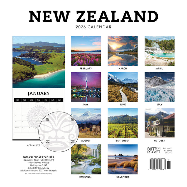 New Zealand 2026 Calendar Monthly Overview