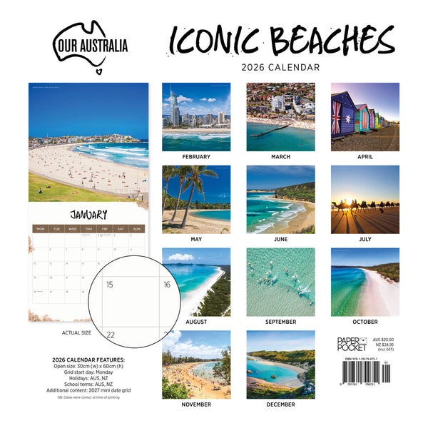Our Australia Iconic Beaches 2026 Calendar Monthly Overview