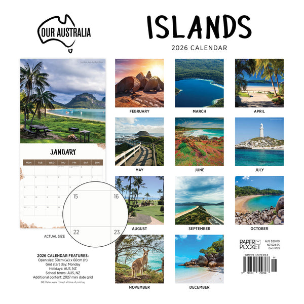 Our Australia Islands 2026 Calendar Monthly Overview