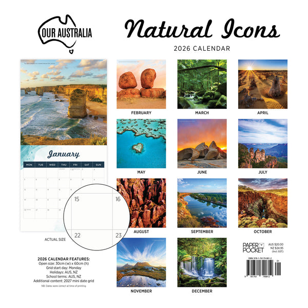 Our Australia Natural Icons 2026 Calendar Monthly Overview