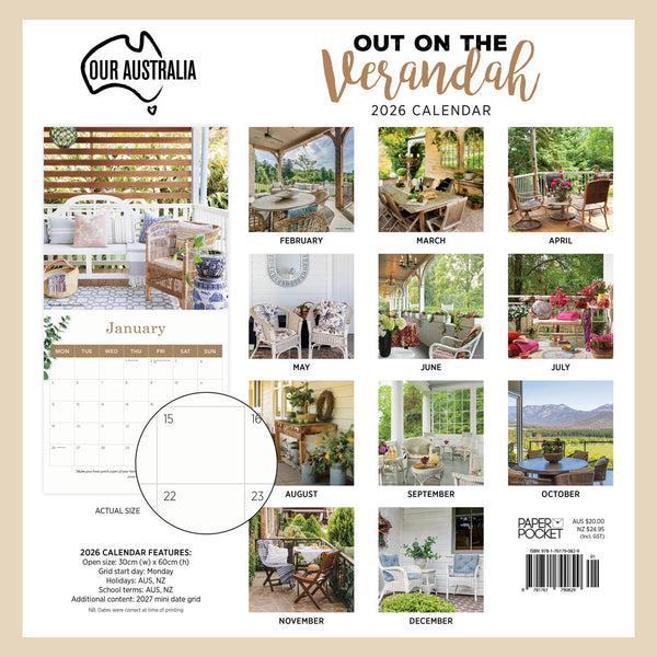Our Australia Out On The Verandah 2026 Calendar Monthly Overview