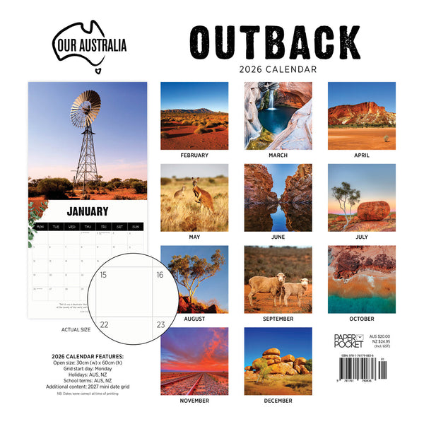 Our Australia Outback 2026 Calendar Monthly Overview