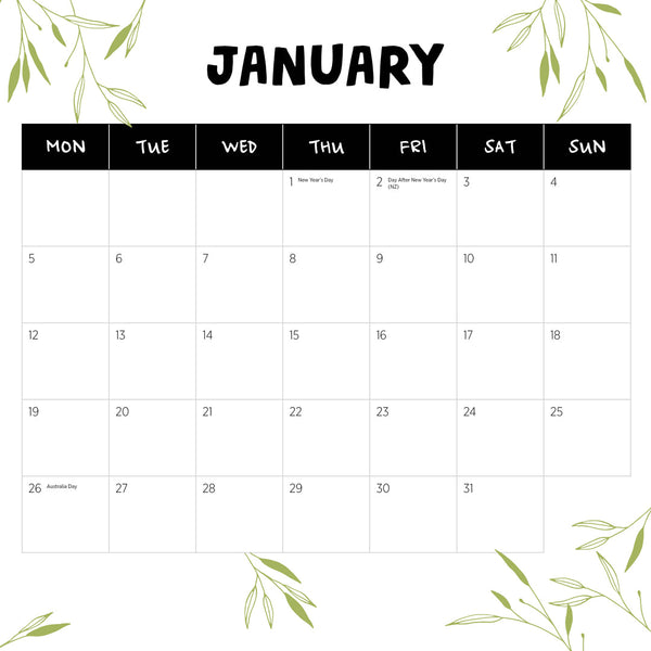 Our Australia Queensland 2026 Calendar January