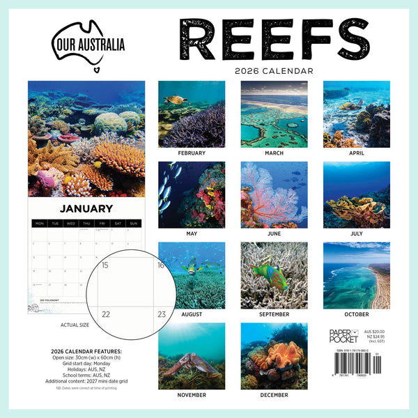 Our Australia Reefs 2026 Calendar Monthly Overview