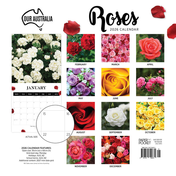 Our Australia Roses 2026 Calendar Monthly Overview
