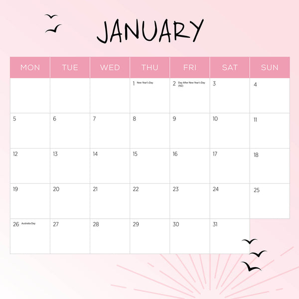Our Australia Sunsets 2026 Calendar January