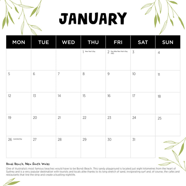 Our Australia 2026 Calendar January