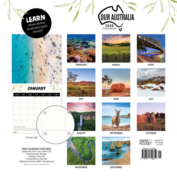 Our Australia 2026 Calendar Monthly Overview