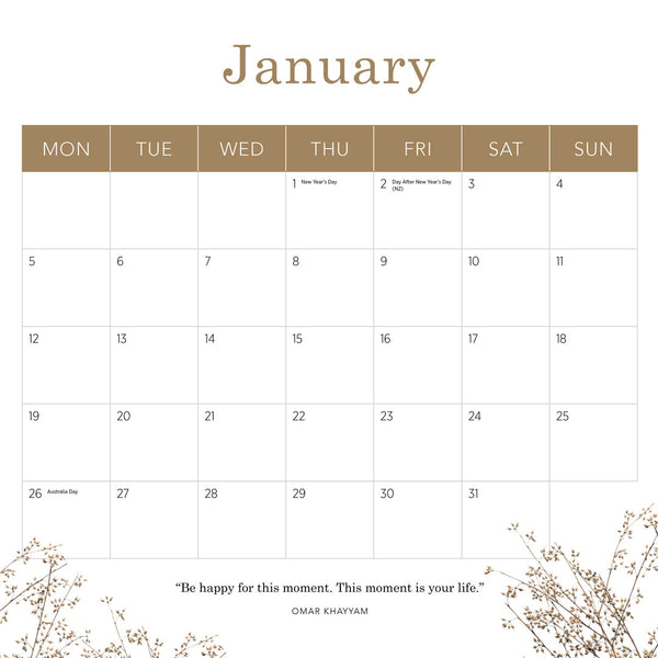 Our Australia Country Collections 2026 Calendar January