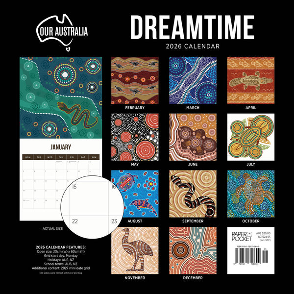 Our Australia Dreamtime 2026 Calendar Monthly Overview