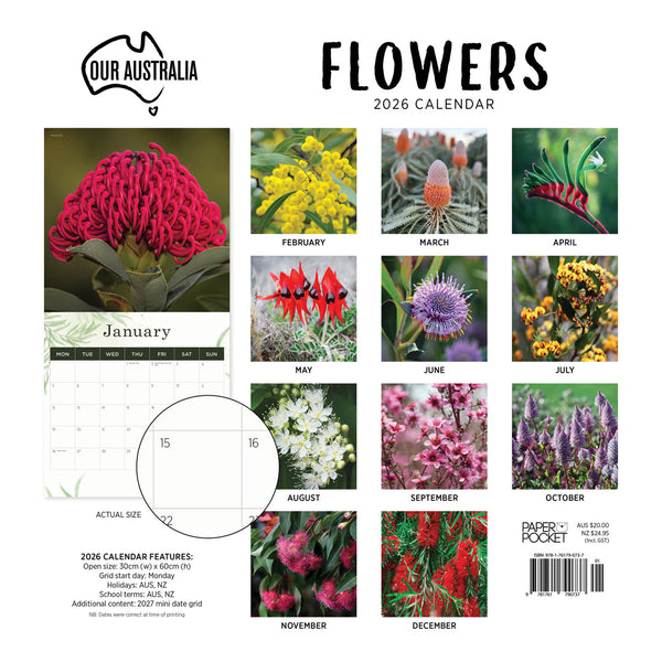 Our Australia Flowers 2026 Calendar Monthly Overview