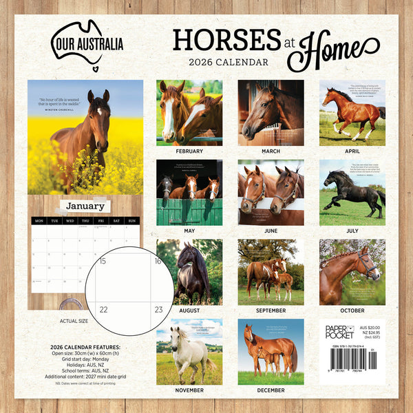 Our Australia Horses At Home 2026 Calendar Monthly Overview