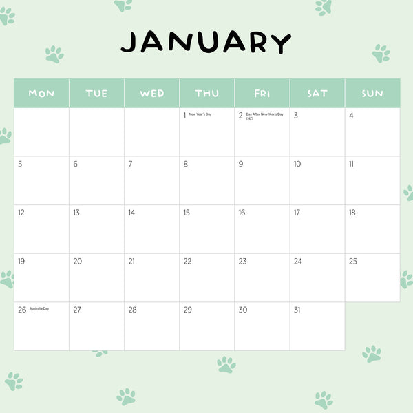 Puppies In A Pickle 2026 Calendar January