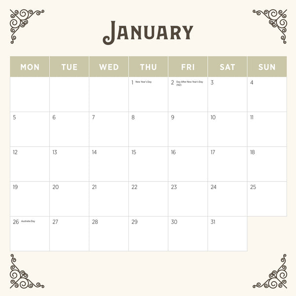 Romantic France 2026 Calendar January