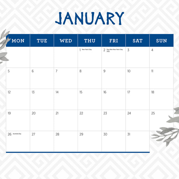 Romantic Greece 2026 Calendar January
