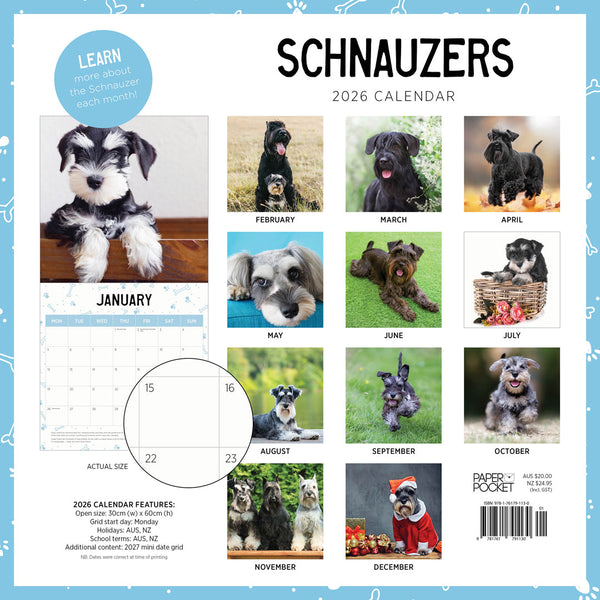 Schnauzers 2026 Calendar Back Cover