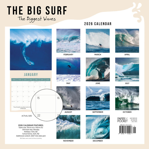 2026 The Big Surf Calendar Back Cover