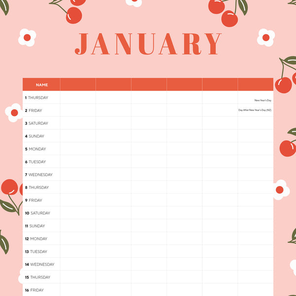 Monthly Planner 2026 Calendar Internal Image