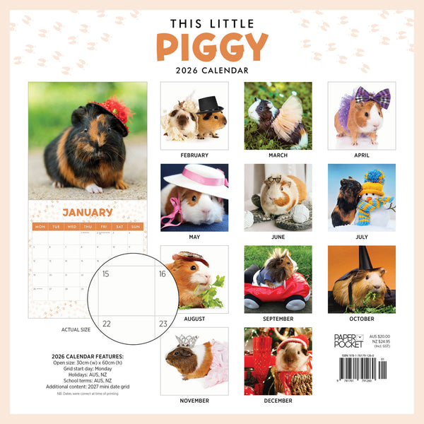 This Little Piggy 2026 Calendar Monthly Overview