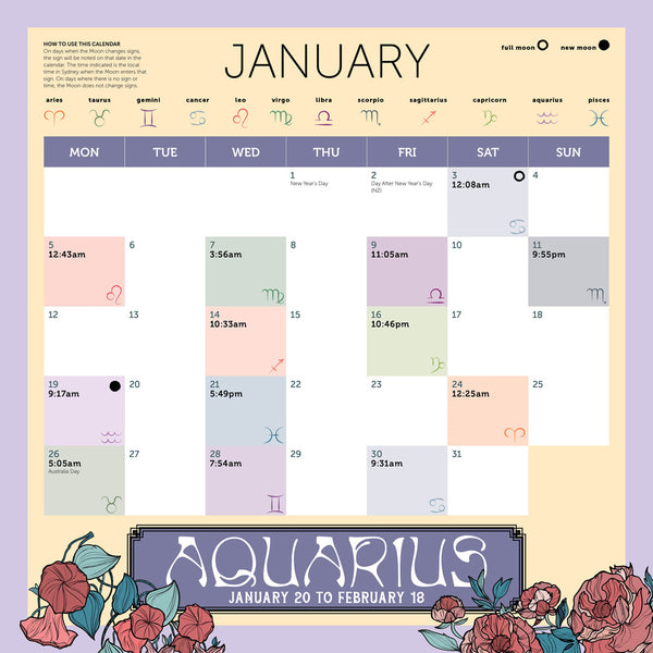 Wellbeing Astrology 2026 Calendar January