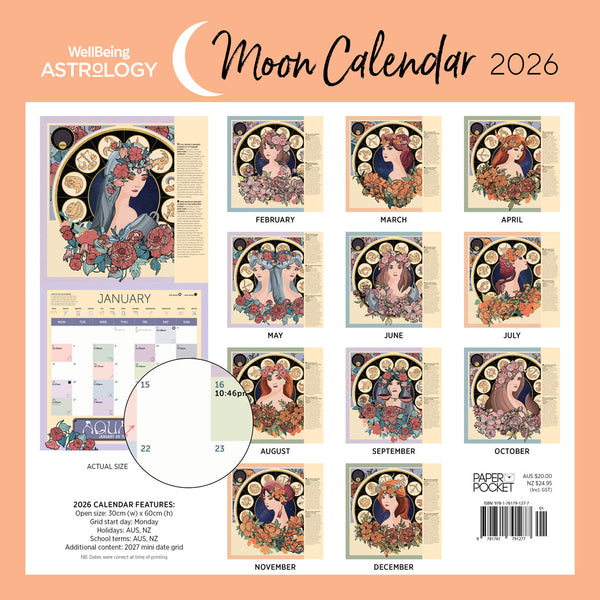 Wellbeing Astrology 2026 Calendar Monthly Overview