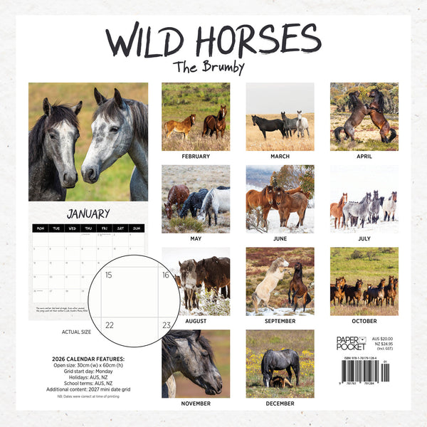 Our Australia Wild Horses 2026 Calendar Monthly Overview
