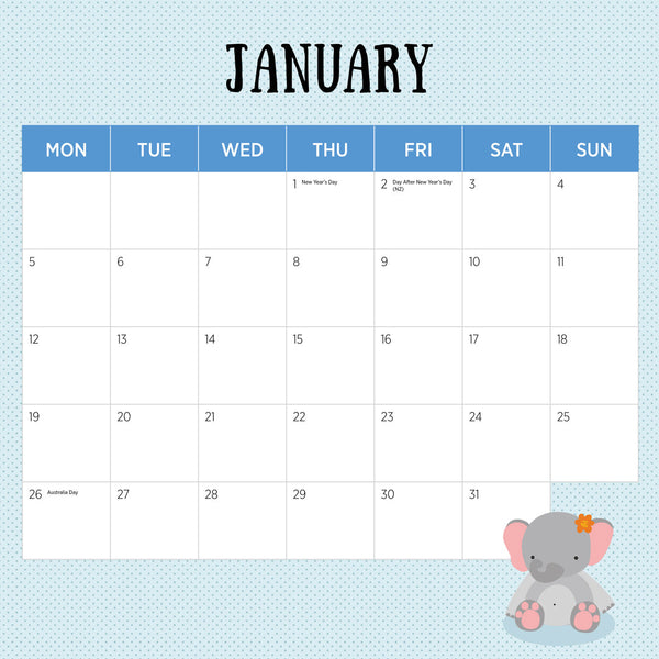 Zoo Babies 2026 Calendar January