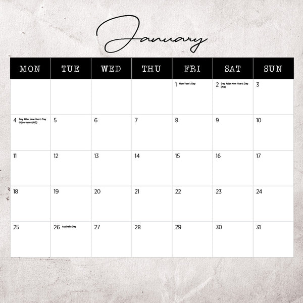 19th Century England Calendar 2027