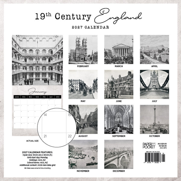 19th Century England Calendar 2027