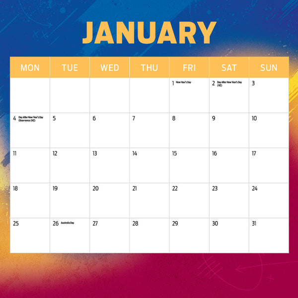 AFL Brisbane Lions Calendar 2027
