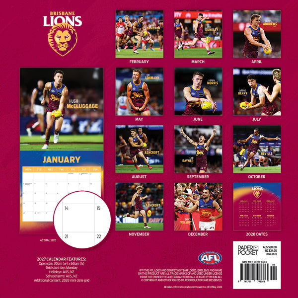 AFL Brisbane Lions Calendar 2027