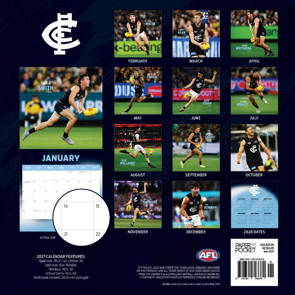 AFL Carlton Blues Calendar 2027