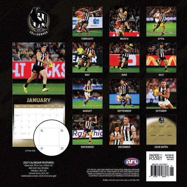 AFL Collingwood Magpies Calendar 2027
