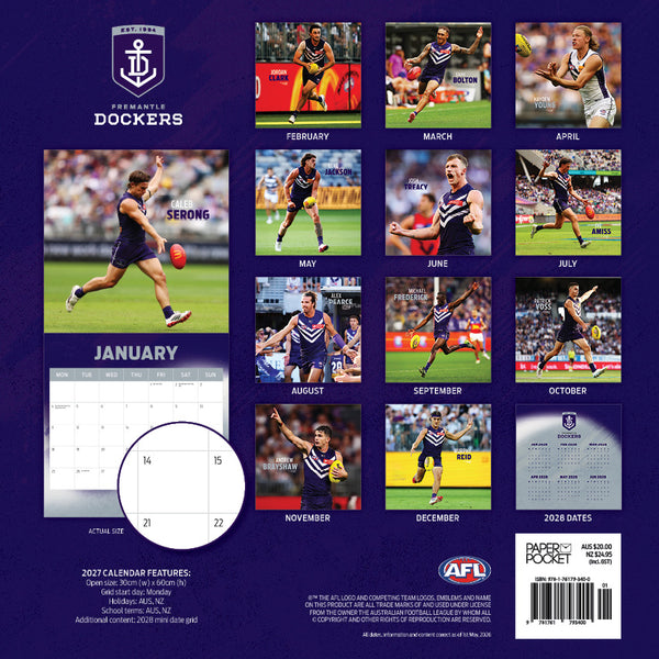 AFL Fremantle Dockers Calendar 2027